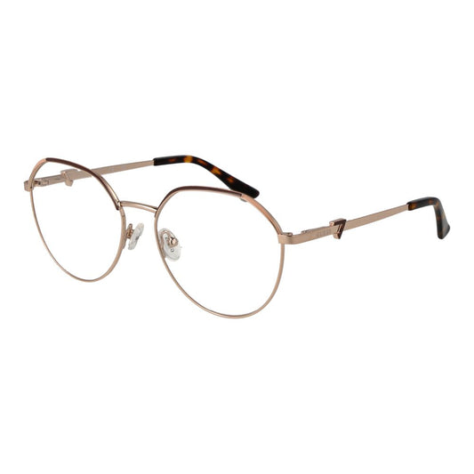 Guess Gold Women Glasses Frame in full-rim metal, size 55-16-140, demo lenses, square style, includes branded case.