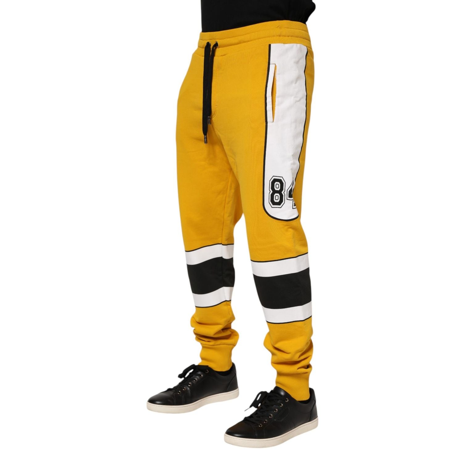 Dolce & Gabbana Yellow Cotton Print Jogger Sweatpants Pants