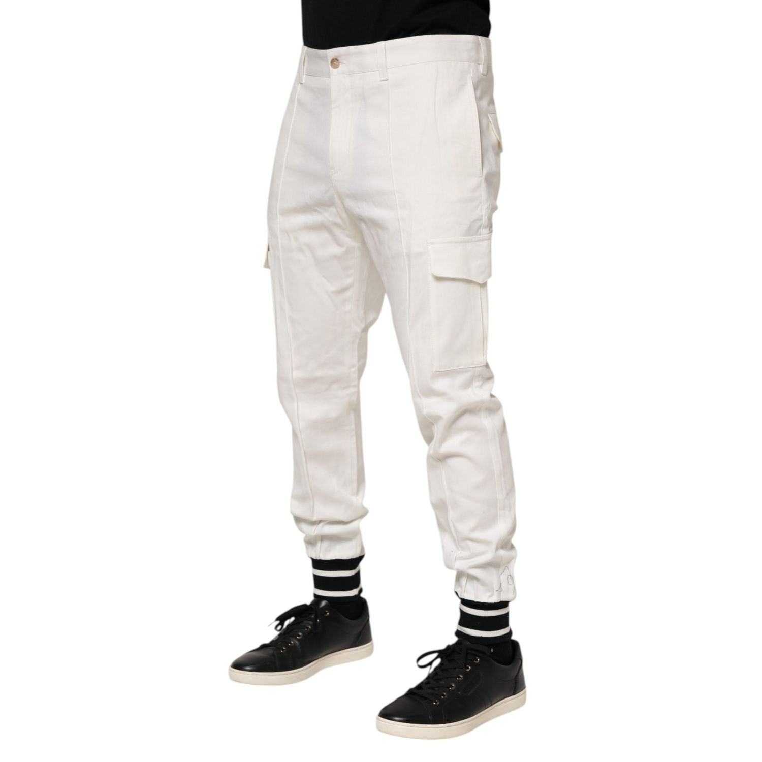 Dolce & Gabbana White Cotton Jogger Cargo Skinny Men Pants