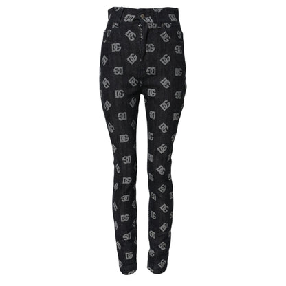 Dolce & Gabbana Black DG Logo High Waist Skinny Denim Jeans