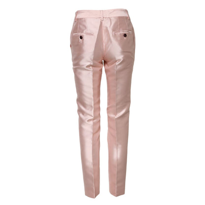 Dolce & Gabbana Pink Satin High Waist Tapered Pants
