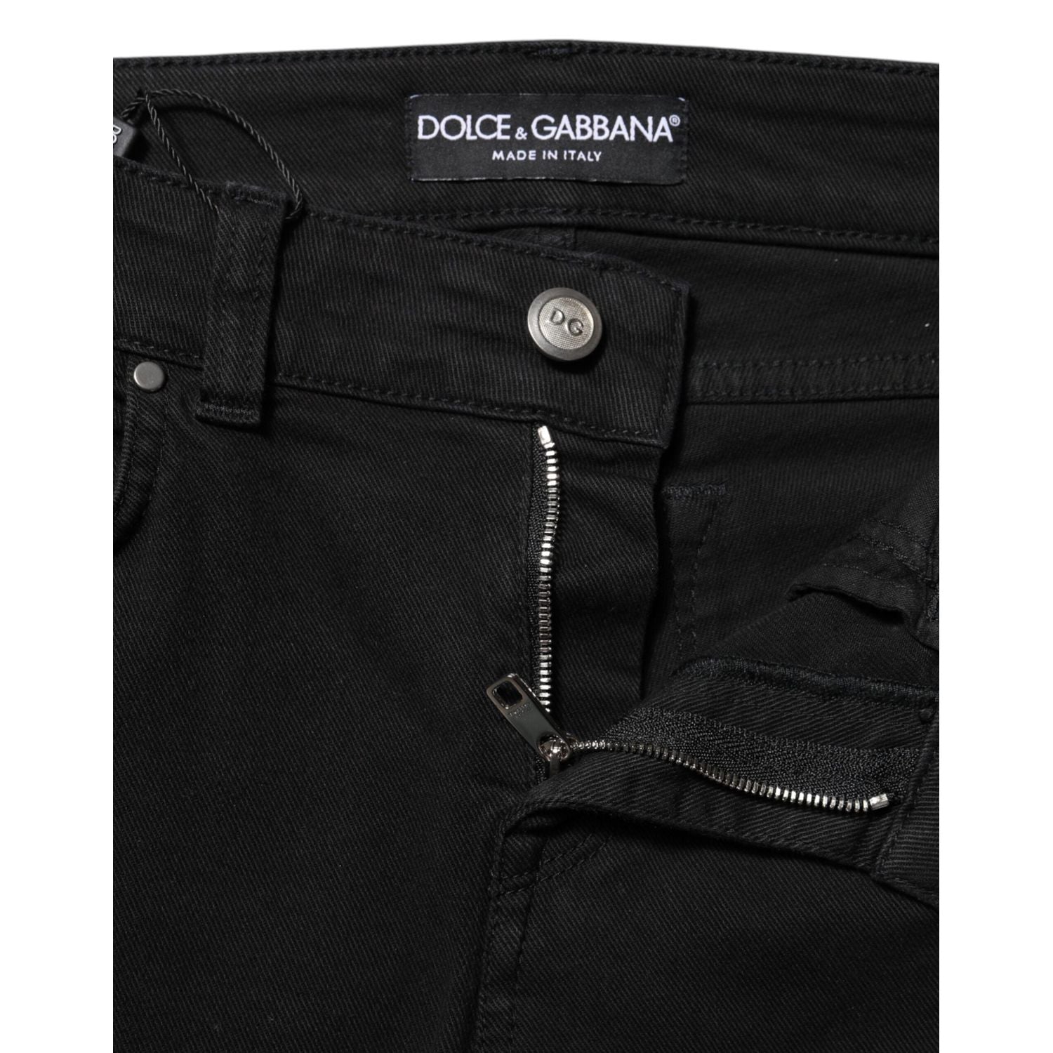 Dolce & Gabbana Black Cotton Skinny Mid Waist Denim Jeans