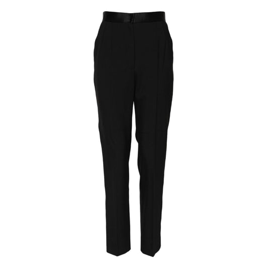 Dolce & Gabbana Black Wool Tapered High Waist Pants
