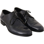 Dolce & Gabbana Blue Leather Dress Derby Formal Mens Shoes