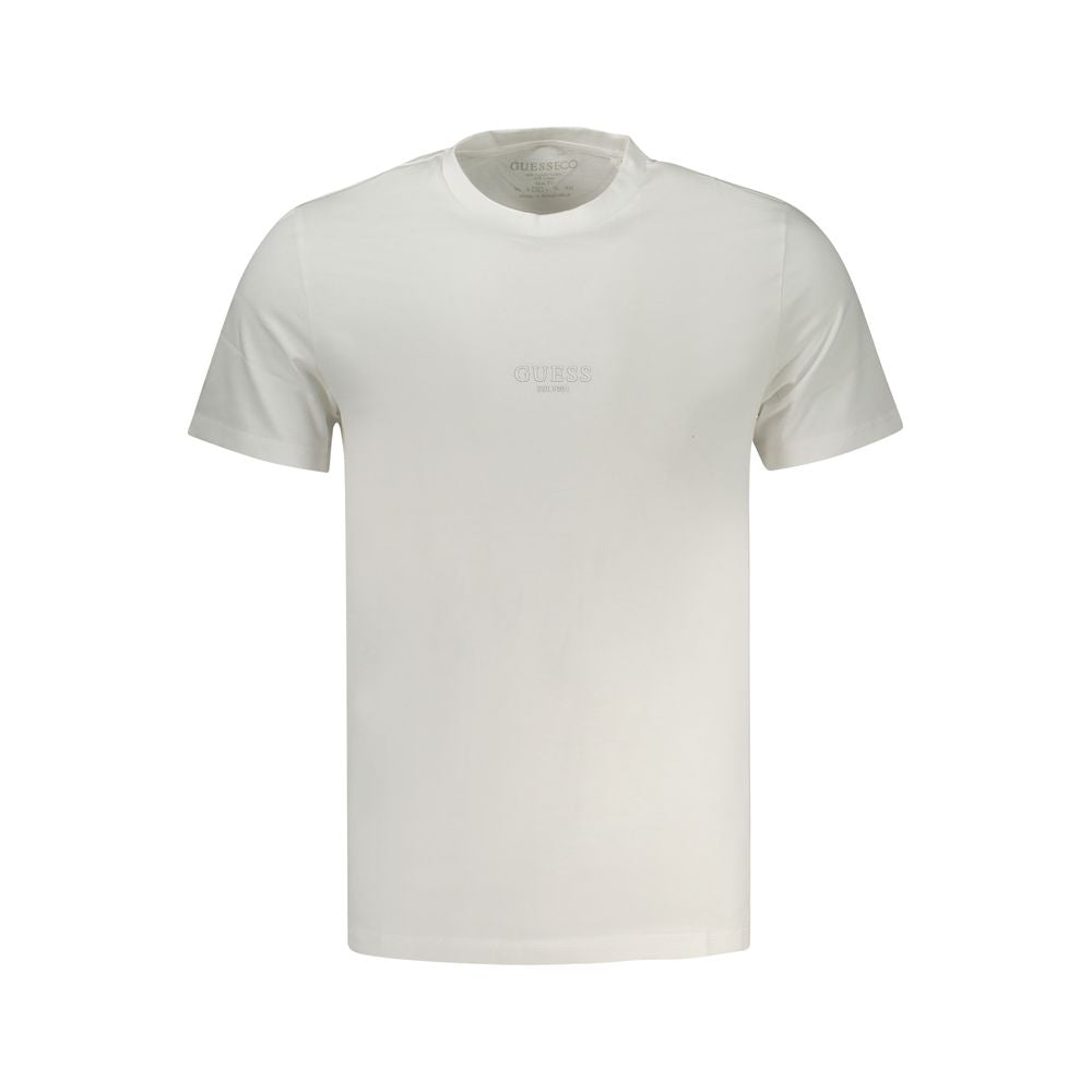 Guess Jeans White Cotton T-Shirt, short sleeve, slim fit, crew neck, organic cotton with logo print