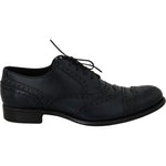 Dolce & Gabbana Dark Blue Leather Wingtip Oxford Dress Shoes