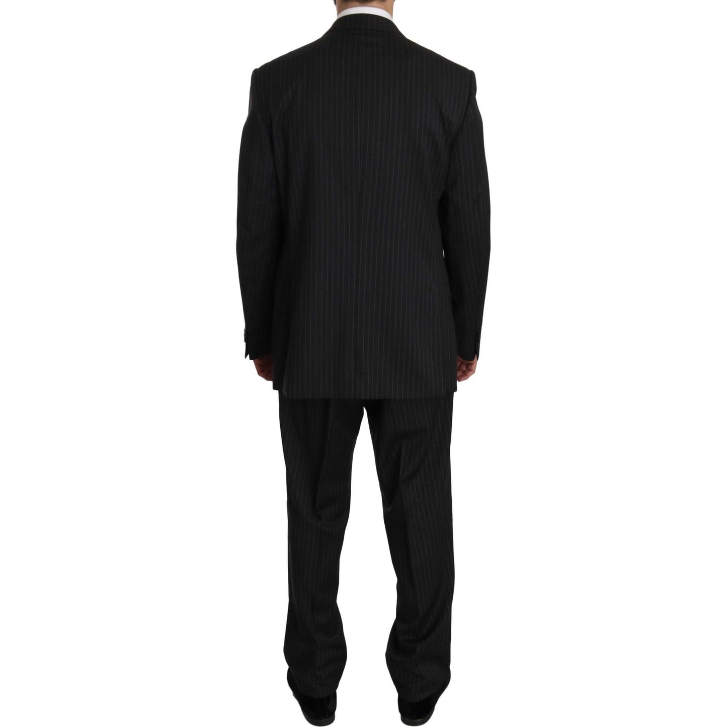 Z ZEGNA Black Striped Two Piece 3 Button 100% Wool Suit KOS1459-52