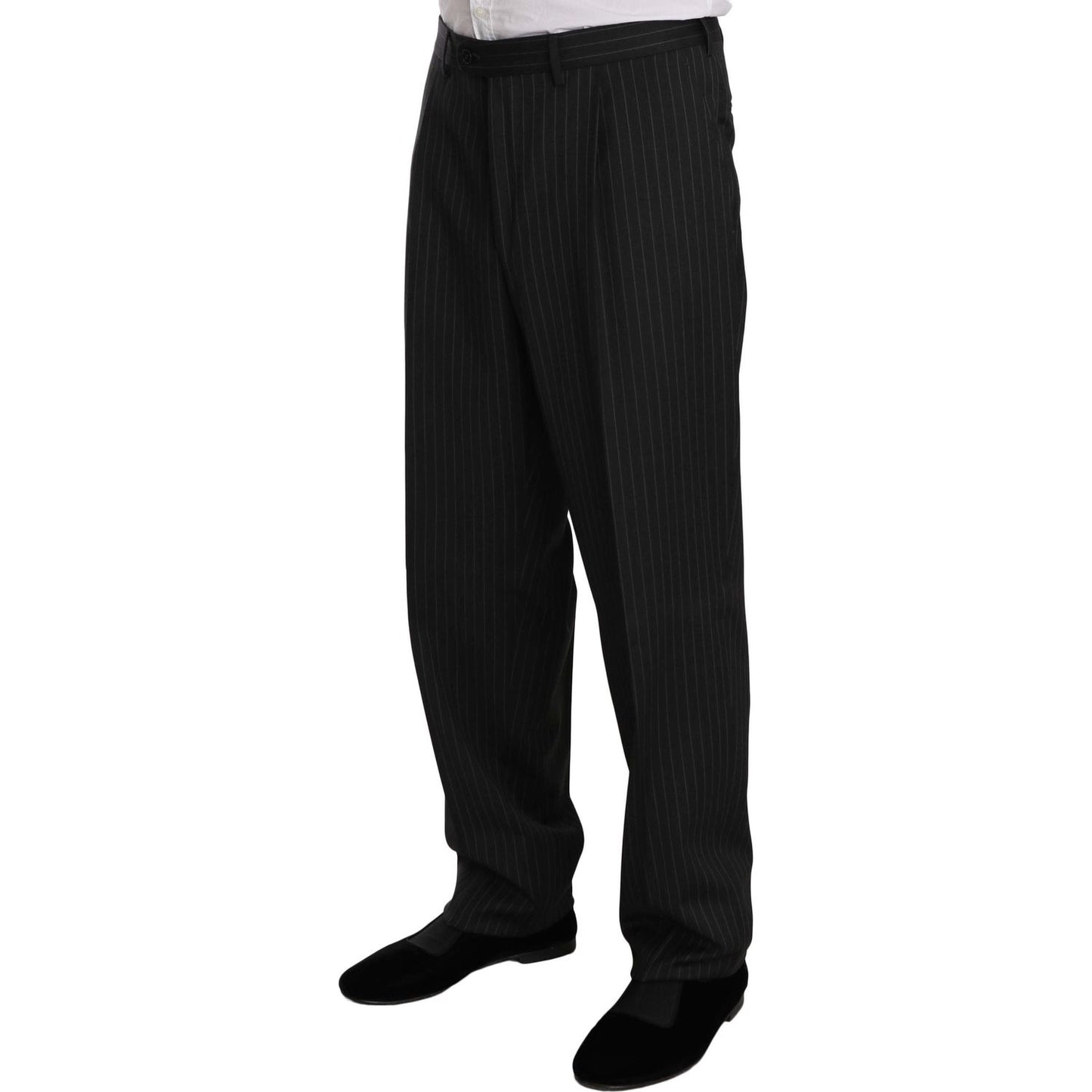Z ZEGNA Black Striped Two Piece 3 Button 100% Wool Suit KOS1459-52