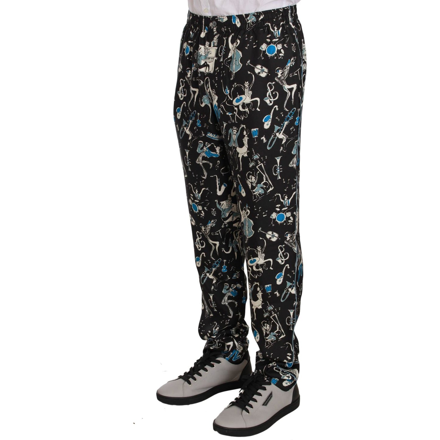 Dolce & Gabbana Black Musical Instrument Sleepwear Pants PAN61303-46