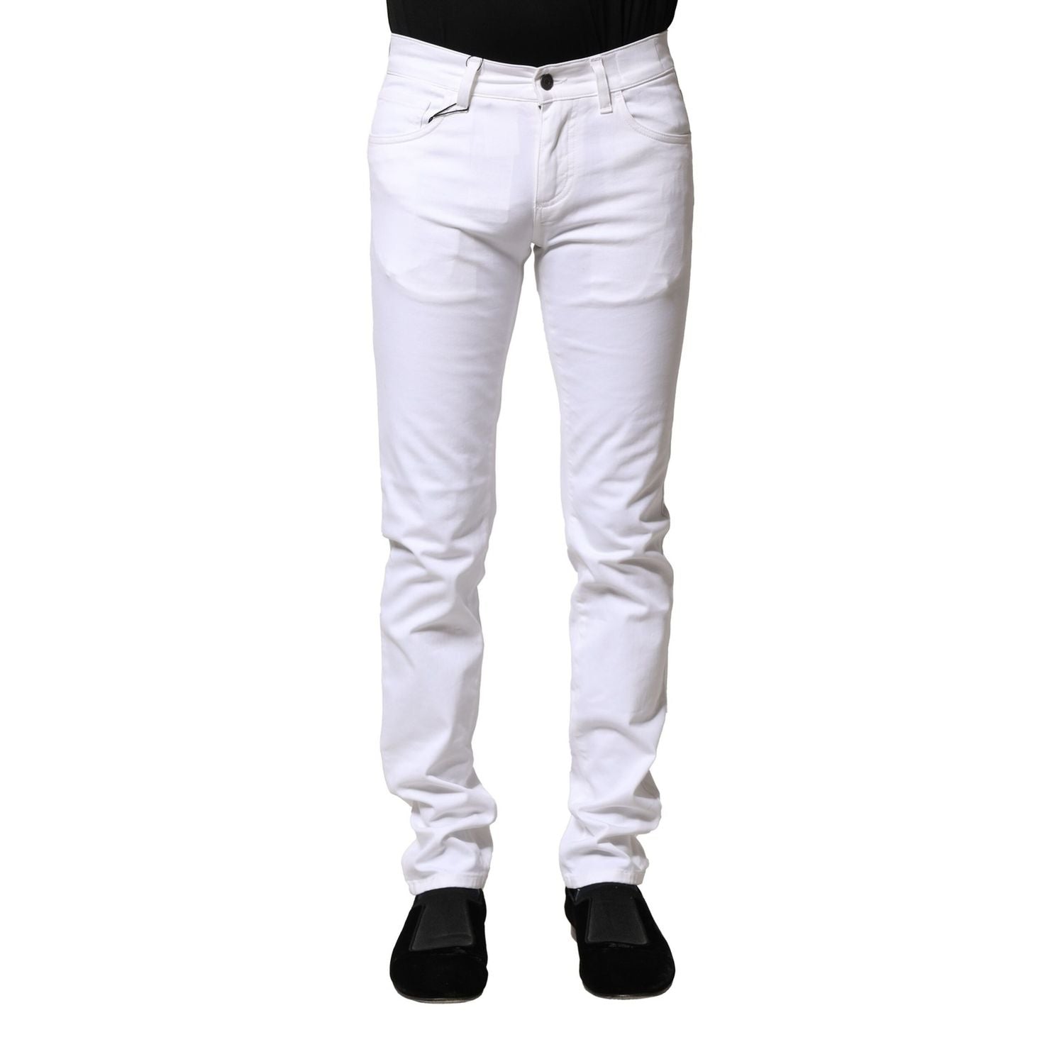 Dolce & Gabbana White Cotton Skinny Men Denim Jeans