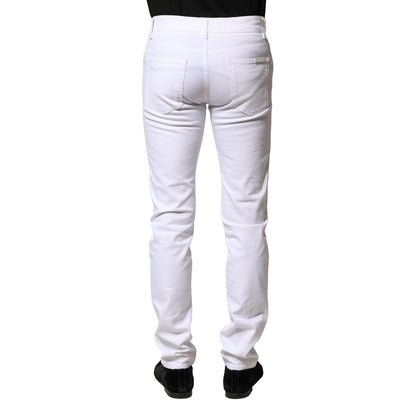 Dolce & Gabbana White Cotton Skinny Men Denim Jeans