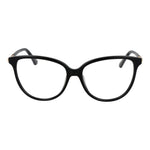 Guess Black Women Glasses Frame, full-rim acetate, round style, demo plastic lenses, spring hinge, 55mm width, includes branded case.
