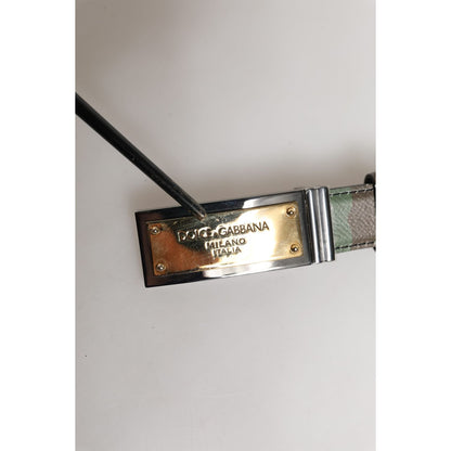 Dolce & Gabbana Multicolor Camouflage Metal Logo Buckle Belt