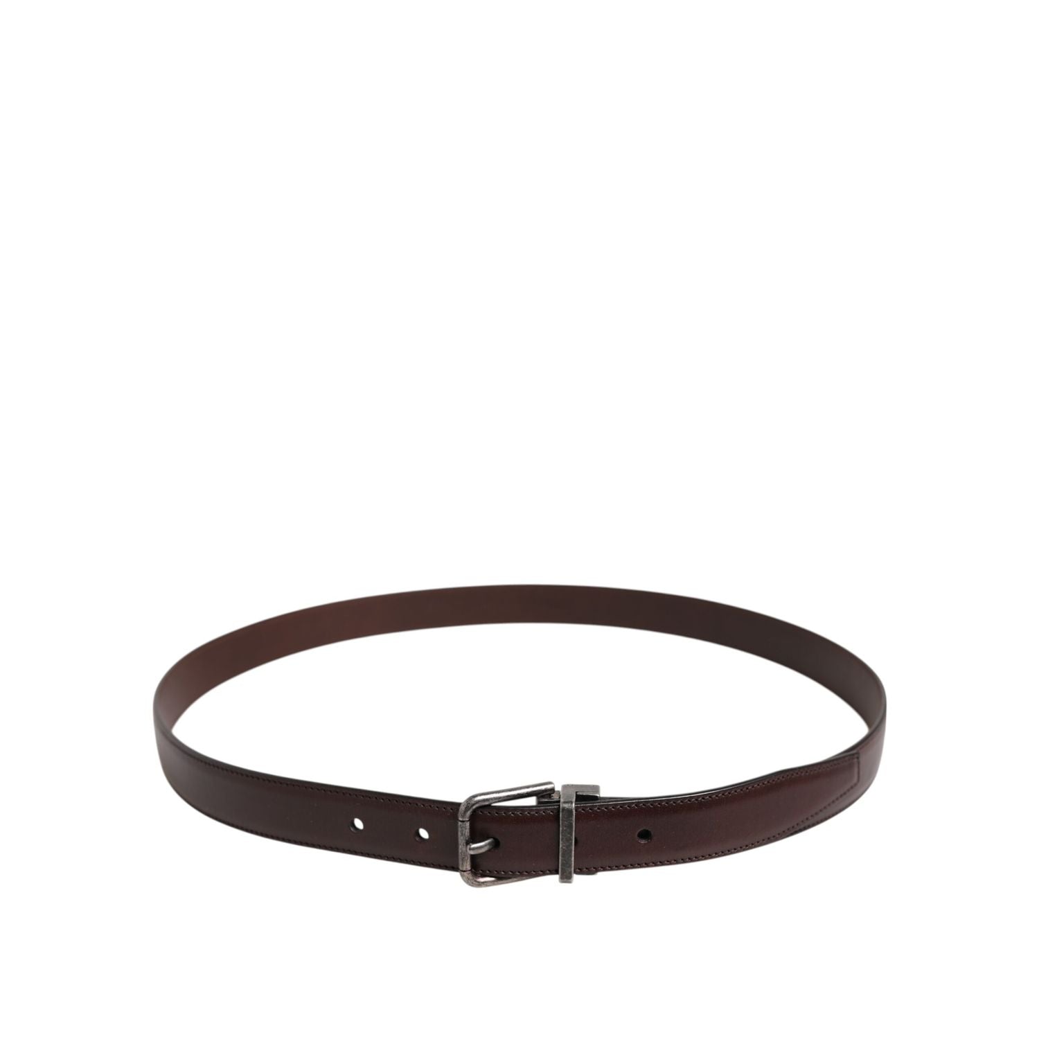 Dolce & Gabbana Brown Classic Silver Metal Logo Buckle Belt