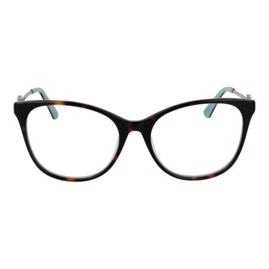 Guess Brown Women Glasses Frame, full-rim acetate butterfly style for women, demo lenses, 140mm width, includes branded case.