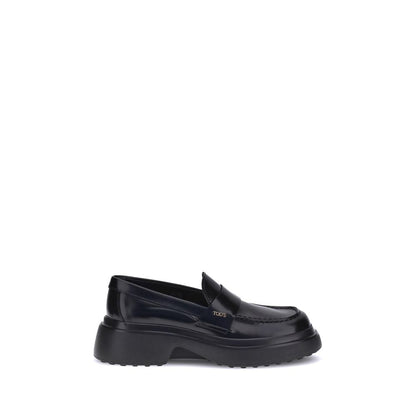 Tod's Black Rubber Platform Loafers