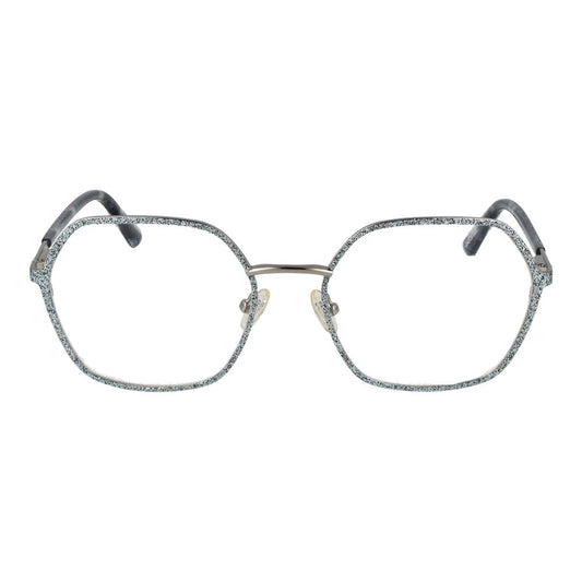 Guess Silver Women Glasses Frame with rectangle style full-rim metal, demo lenses in silver.