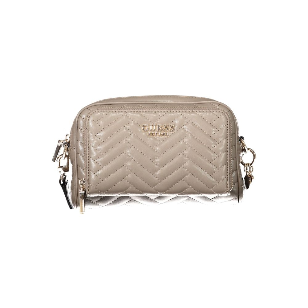 Guess Jeans Brown Polyethylene Women Handbag with adjustable strap and quilted design for stylish and practical on-the-go use.