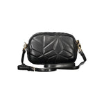 Mario Valentino Black Polyethylene Women Handbag with adjustable strap and internal pocket, featuring geometric design.