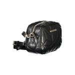 Mario Valentino Black Polyethylene Women Handbag with adjustable strap and quilted design