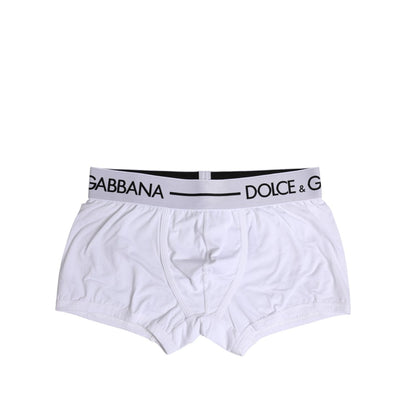 Dolce & Gabbana White Cotton Stretch Regular Boxer Underwear