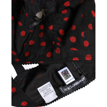 Dolce & Gabbana Black Red Polka Dot Underwired Balconette Underwear