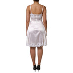 Dolce & Gabbana White Lace Gold DG Logo Silk Dress Sleepwear