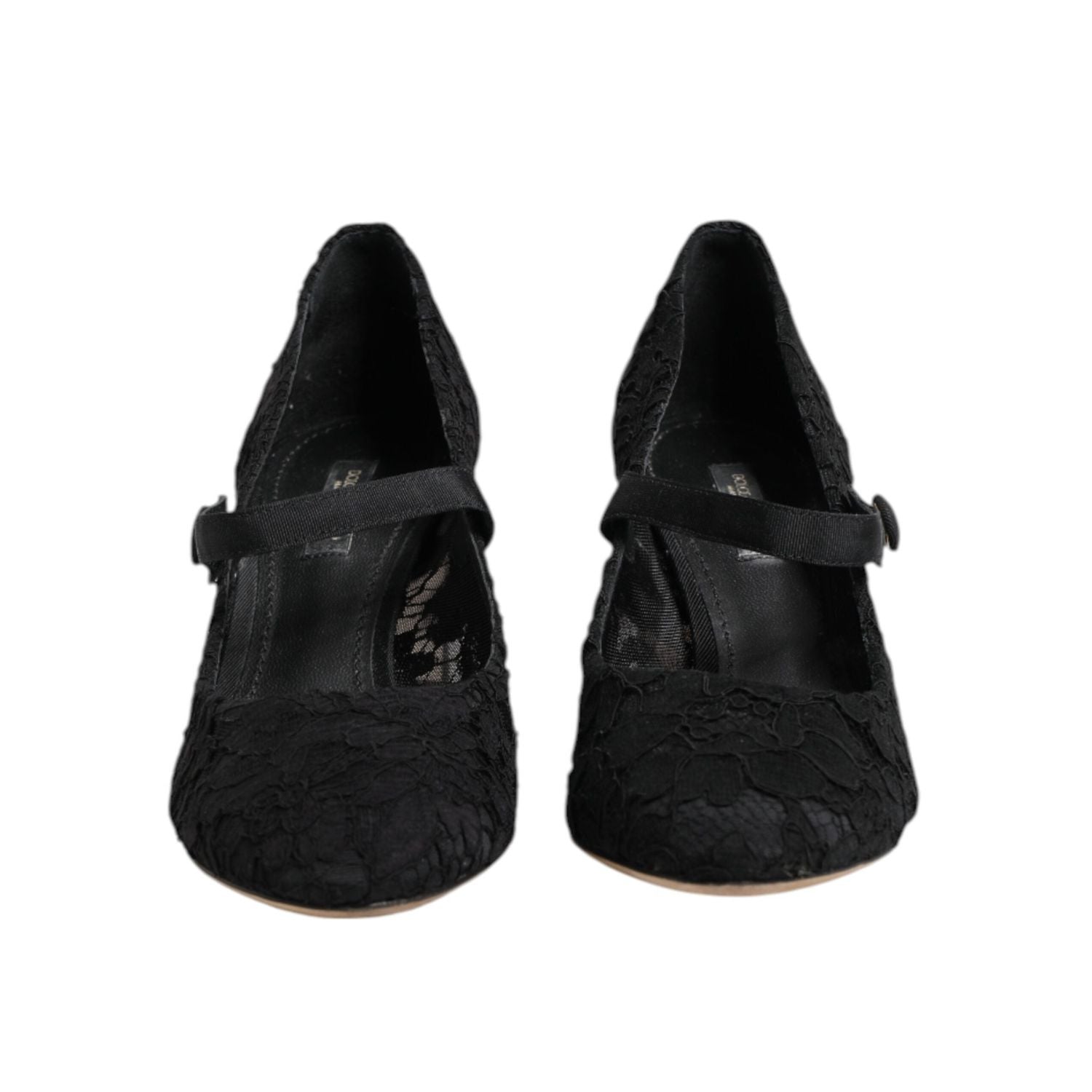 Dolce & Gabbana Black Mary Jane Taormina Lace Pumps Shoes
