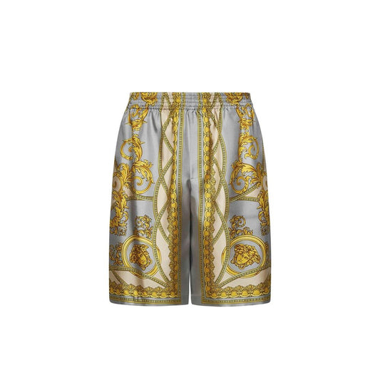 Versace Gray Silk Short And Mini Shorts