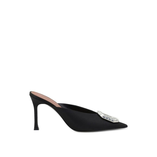 Amina Muaddi Black Silk Mules