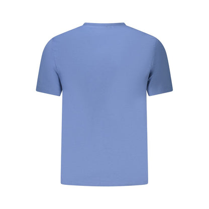 Calvin Klein Blue Cotton Men T-Shirt back view, showcasing premium cotton and iconic style