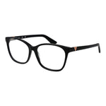 Guess Black Women Glasses Frame in full-rim acetate, featuring a rectangular style with demo lenses. Includes branded case.