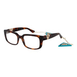 Guess Brown Women Glasses Frame, acetate full-rim rectangle design with demo lenses and eyewear chain, includes branded case