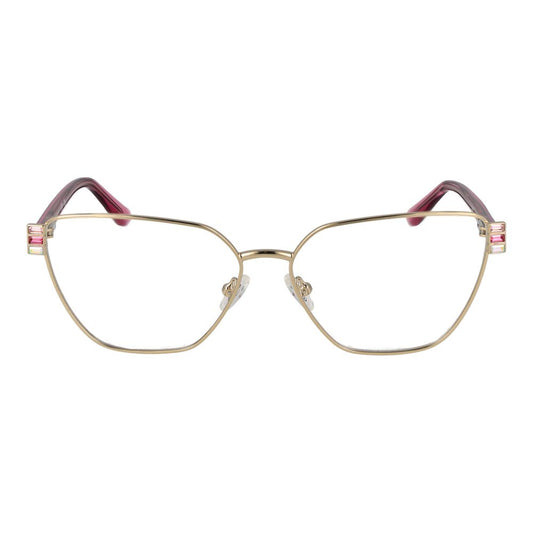 Guess Gold Women Glasses Frame in metal, full-rim with demo lenses, butterfly style, includes branded case, size 56-14-140.