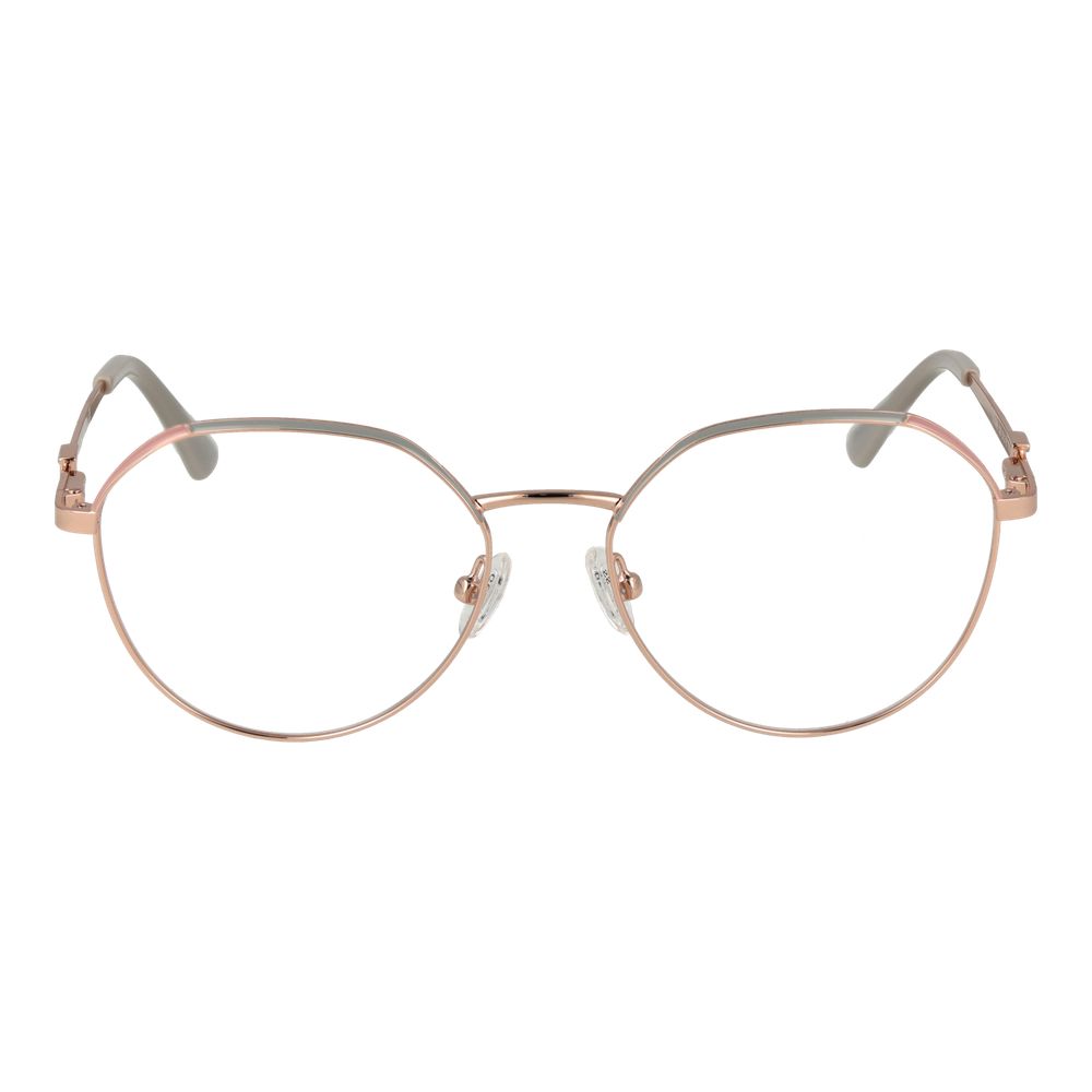Guess Rose Gold Women Glasses Frame in full-rim metal, square style with demo lenses, includes branded case, size 53-16-140, spring hinge.