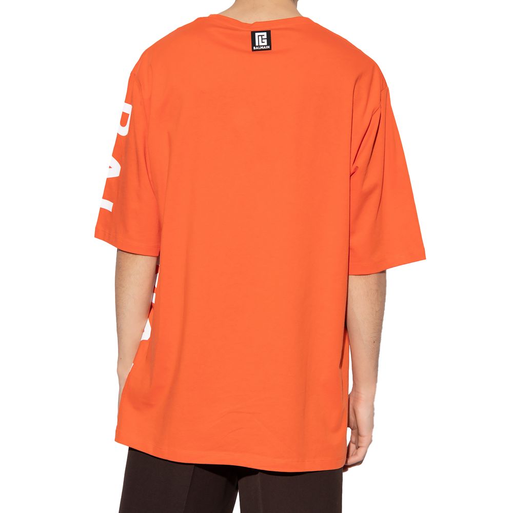 Balmain Orange Cotton Men's T-Shirt