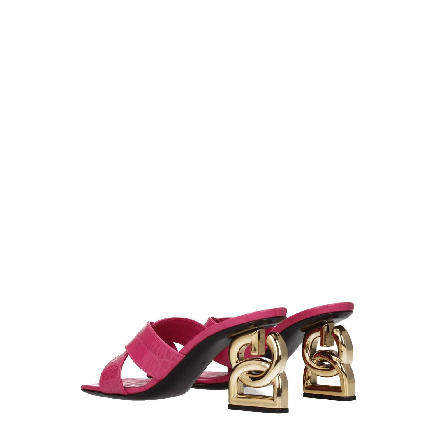 Dolce & Gabbana Pink Leather Platform Sandals