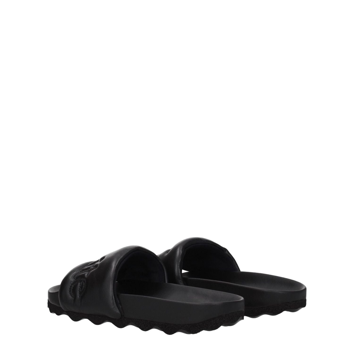 Off-White Black Leather Slippers