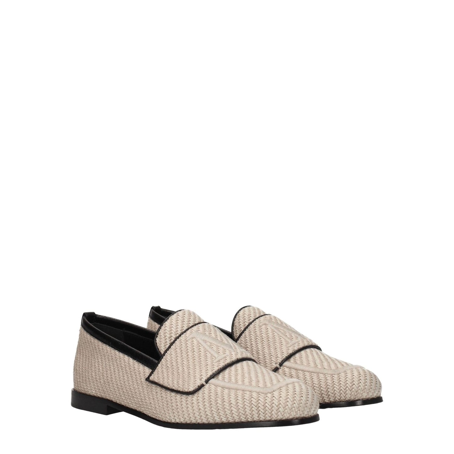 Max Mara Beige Fabric Slip-On Loafers