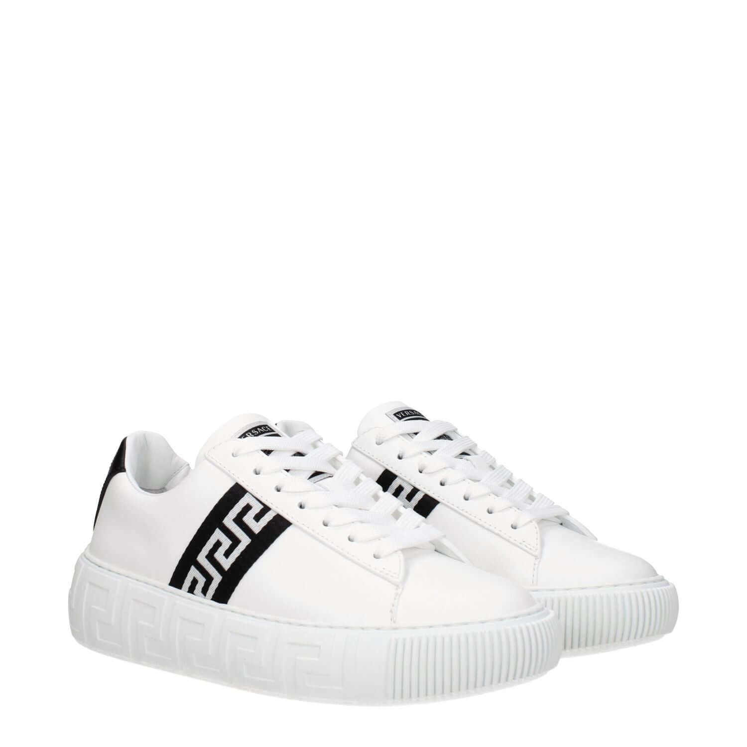 Versace White Leather Low Top Sneakers