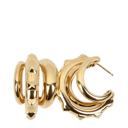 Valentino Garavani Gold Metal Earrings with stud accents and hook closure, casual style, metal material, size 3.7x3.8 cm.