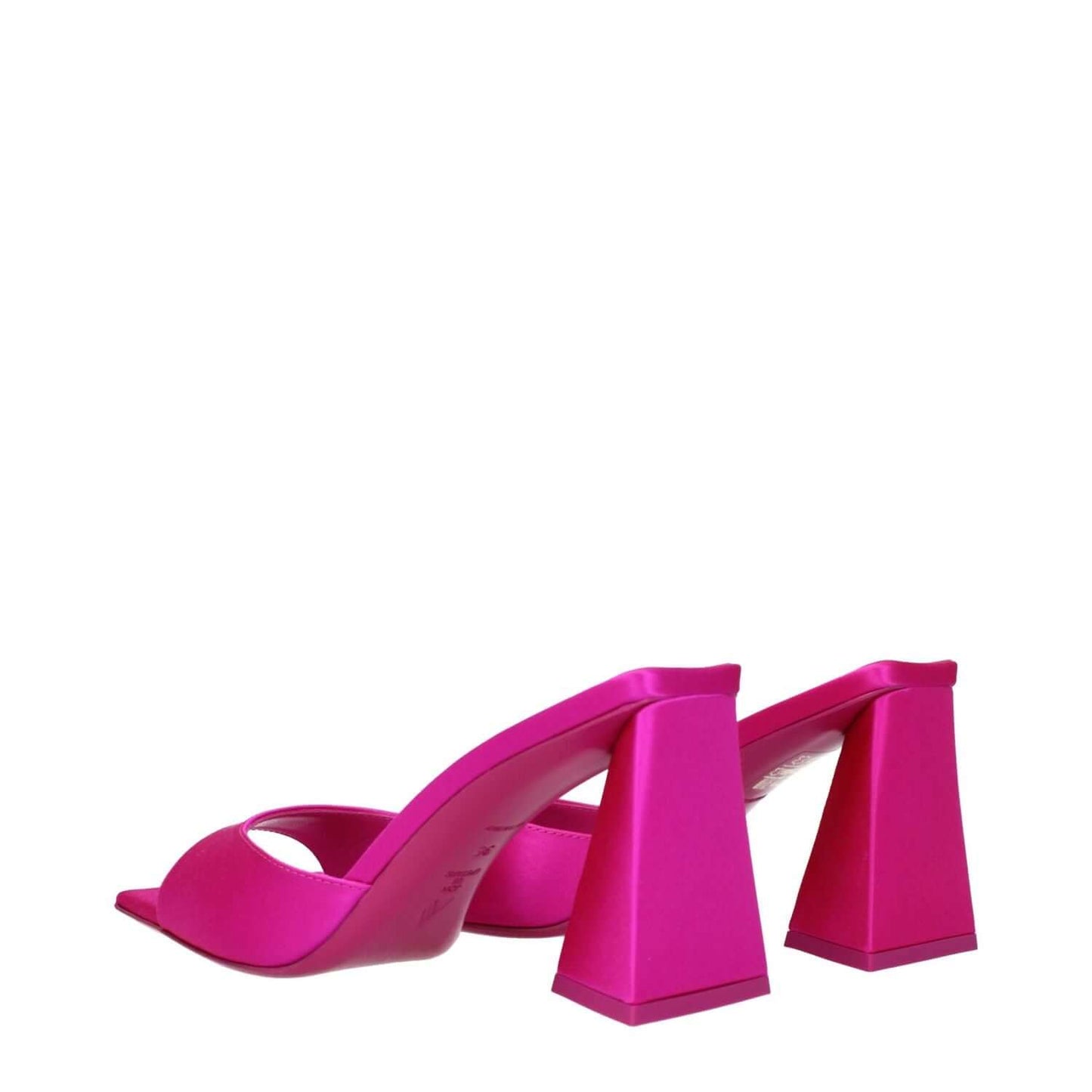 The Attico Pink Satin Stiletto Heel Sandals with open toe and leather sole. MPN: S772V007008, heel height 8.5 cm.
