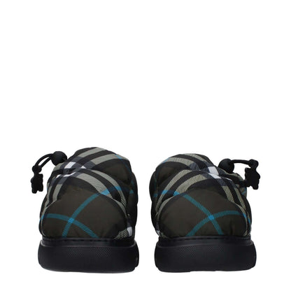Burberry Green Fabric Slip-On Loafers