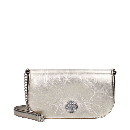 Tory Burch Gold Leather Crossbody Bag with front logo, vintage and aged effect, MPN 153567723, style code F83376