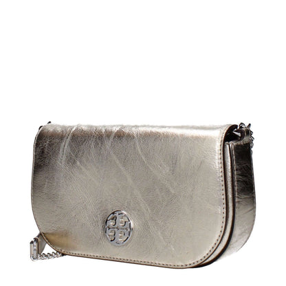 Tory Burch Gold Leather Crossbody Bag with aged effect and front logo, vintage style. MPN 153567723, code F83376 product image.