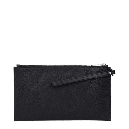 Michael Kors Black Leather Clutch Bag with front logo, MPN 35S4STVW3LBLACK, code F83404