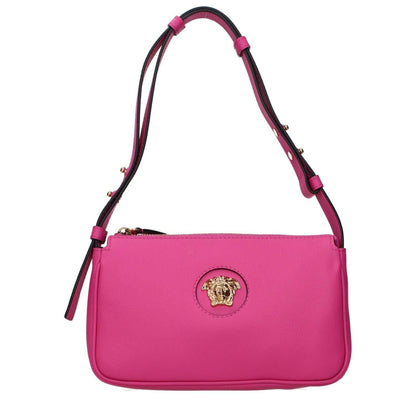 Versace Pink Leather Shoulder Bag with adjustable handle and front detail in fuchsia. MPN 1014245DVIT2T1P86V, code F80309.