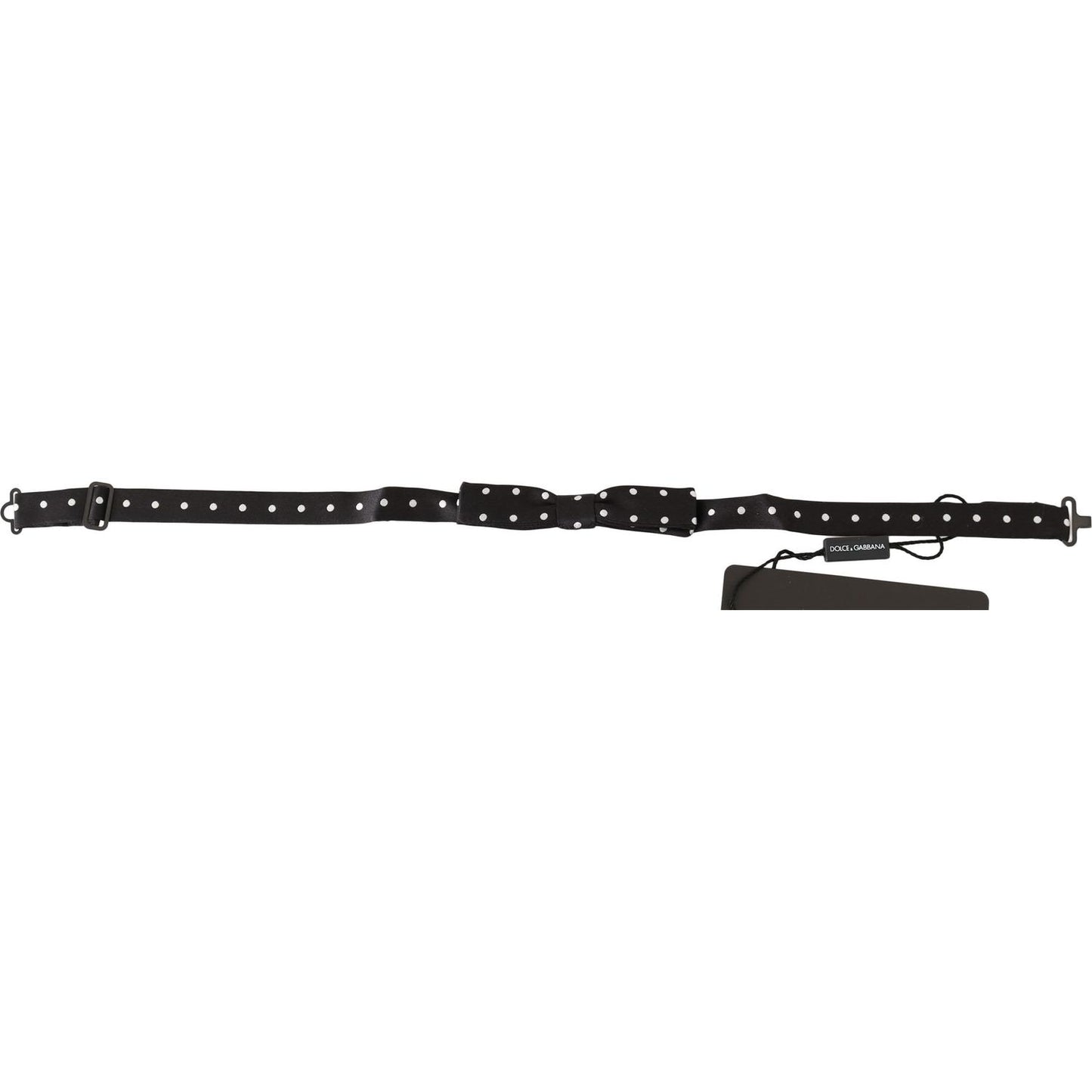 Dolce & Gabbana Black 100% Silk Polka Dot Adjustable Neck Bow Tie
