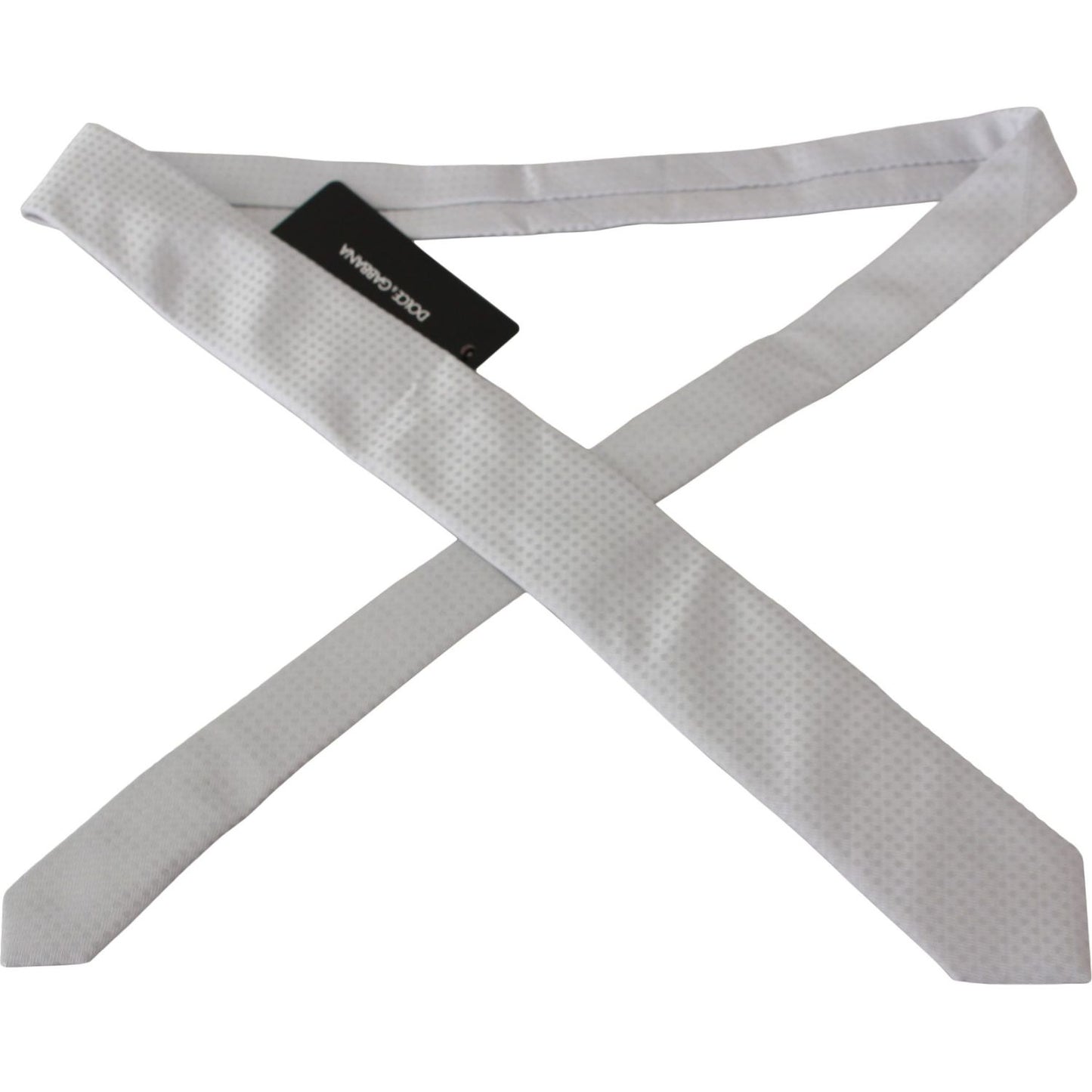 Dolce & Gabbana White Patterned Classic Mens Slim Necktie Tie Necktie