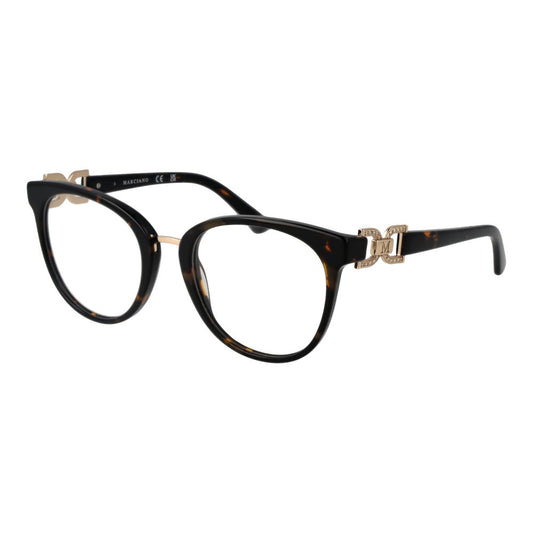 Marciano by Guess Brown Women Glasses Frame in acetate full-rim design with demo lenses, round style, and branded case included.